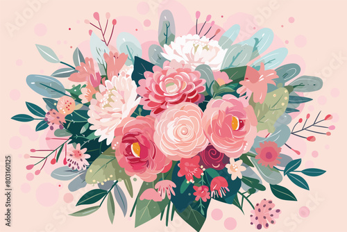 
Pink roses and dahlia flower bouquets, Spring flowers illustration, Colorful flower, Flower illustrations, Wedding flower, Vector illustration