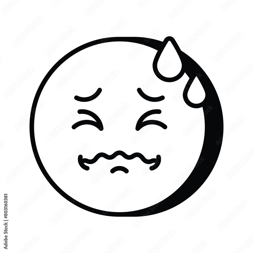 Painful expression, trendy icon of pain emoji, editable vector Painful expression, trendy icon of pain emoji, editable vector