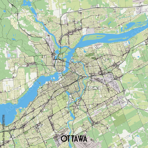 Ottawa, Ontario, Canada map poster art