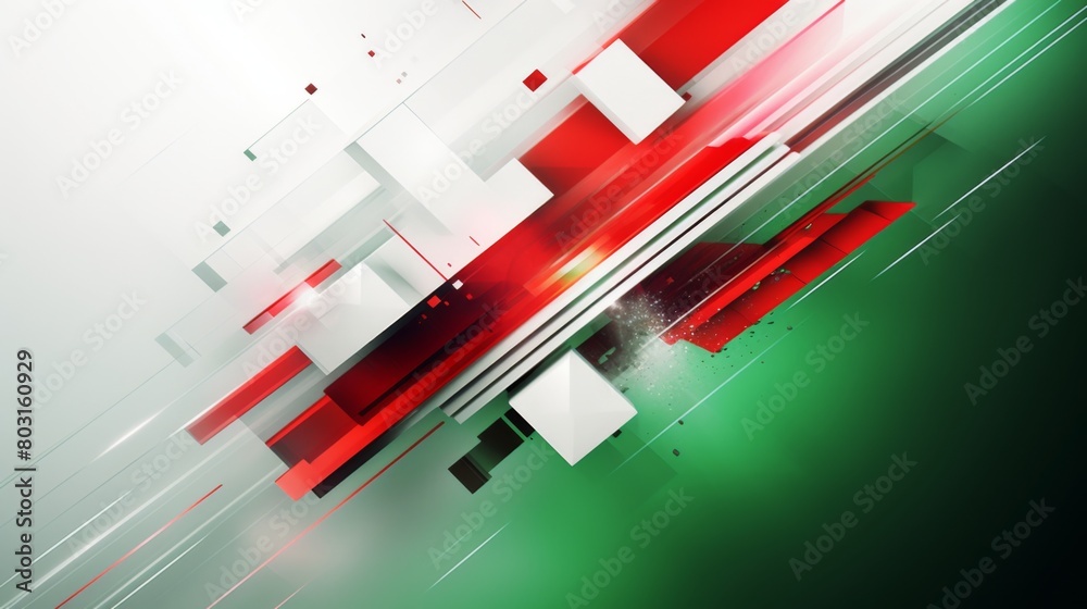 Green and red abstract background featuring various squares in contrasting colors Green and red abstract background featuring various squares in contrasting colors