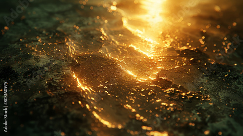 A gold colored ocean with a lot of sparkles