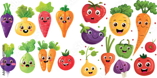 Cute cartoon vegetables isolated