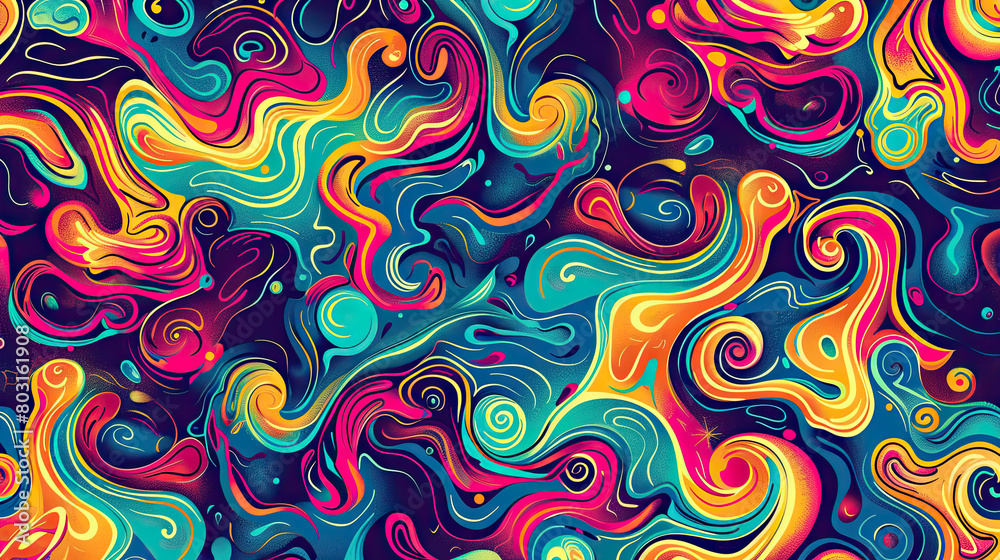 Trippy Wave Pattern, Retro Psychedelic Background