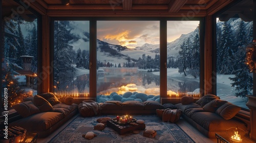 Visualize a cozy evening as the family enjoys hot cocoa and cookies by the window, watching the stars twinkle outside