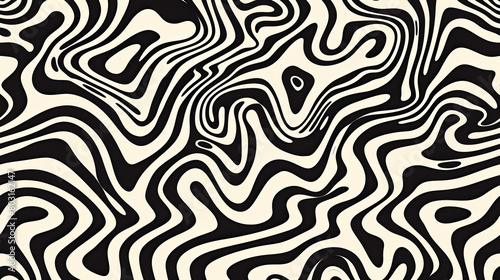 White and black Trippy Wave Pattern  Retro Psychedelic Background