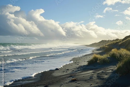 Beach of the Black Sand Dunes, County Kerry, Ireland photo