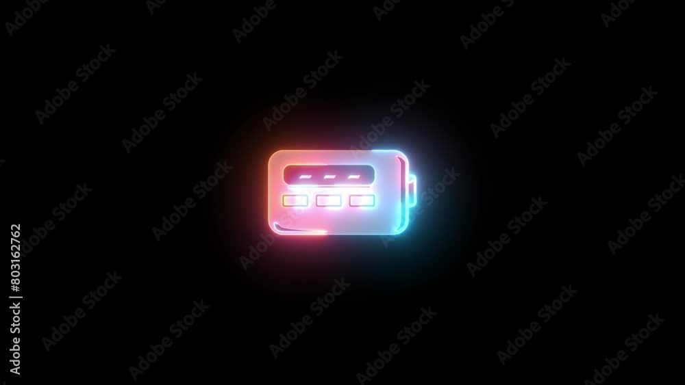 Neon bleeper icon brown cyan color glowing animated black background