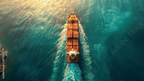 Aerial View of Container Cargo Ship in Ocean for Global Logistics   © Kristian