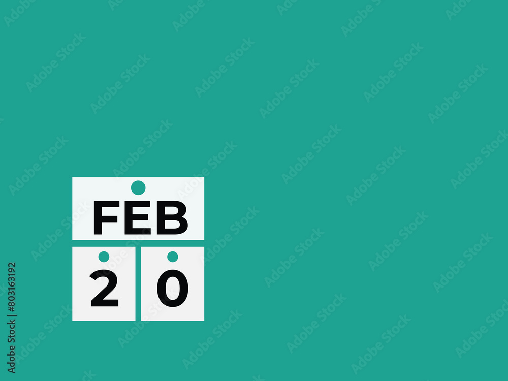 February 20 calendar reminder. 20 February daily calendar icon template. Calendar 20 February icon Design template. Vector illustration
February 20 calendar reminder. 20 February daily calendar icon template. Calendar 20 February icon Design template. Vector illustration