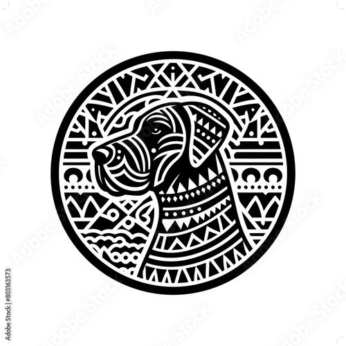 dog, dane silhouette in animal ethnic, polynesia tribal illustration