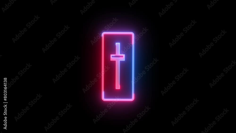 Neon slider symbol icon blue red color glowing animated black background Neon slider symbol icon blue red color glowing animated black background