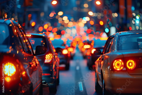 traffic jam on the road with night light © anurakss