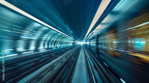 Futuristic hyperloop train speeding through a high-tech vacuum tube