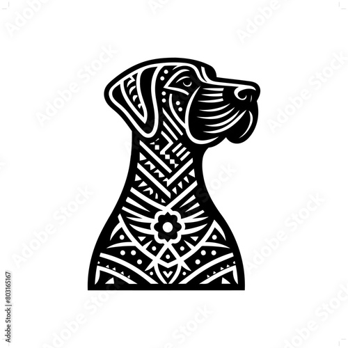 dog, dane silhouette in animal ethnic, polynesia tribal illustration