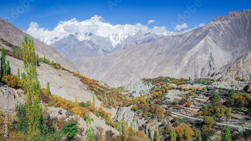 Scenery at a village in Pakistan In the autumn leaves change color