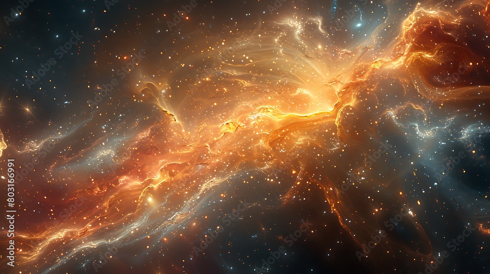 Obraz premium Illustrate the Galactic Core as an abstract symphony of light, with streaks and bursts that represent the chaotic yet beautiful nature of a galaxy's heart.