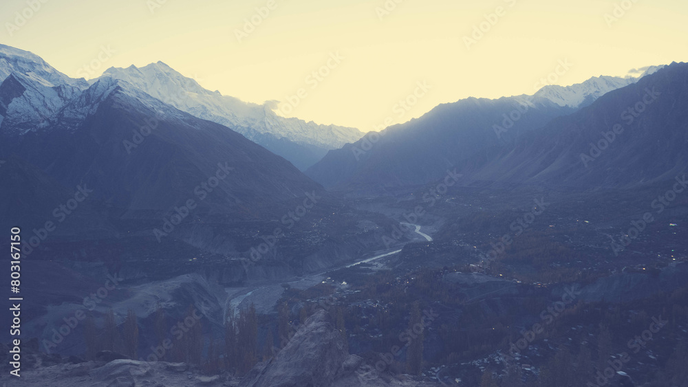 Mountain scenery of a village located in the northern part of Pakistan