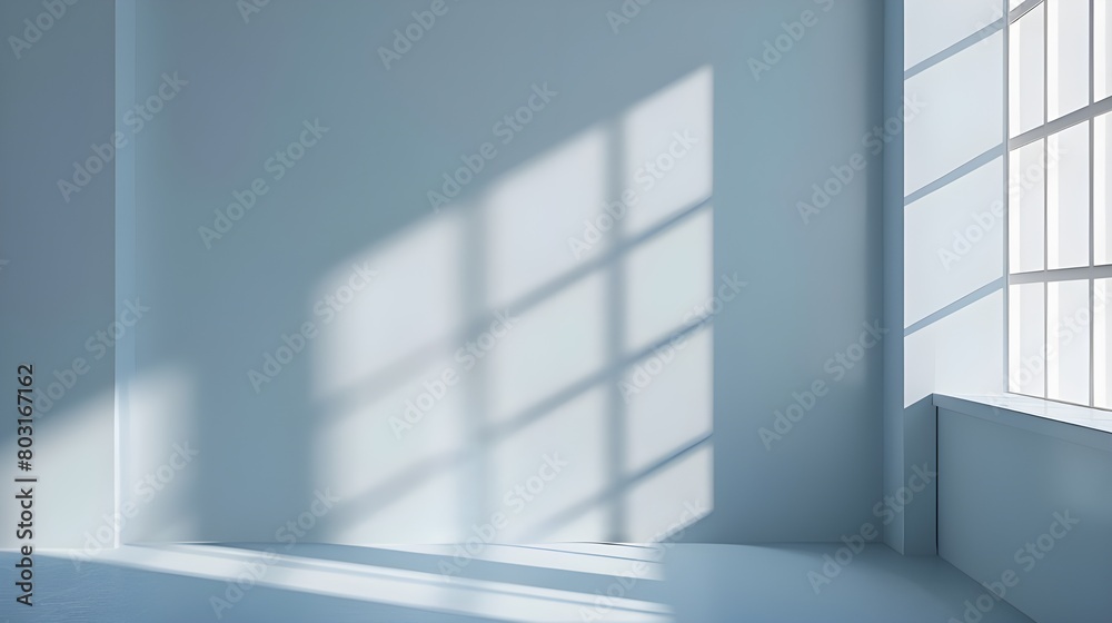 Empty room with blue wall and sunlight. 3d rendering mock-up Empty room with blue wall and sunlight. 3d rendering mock-up