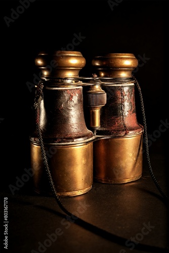 Antique Brass Binoculars: Timeless Vintage Adventure Equipment photo