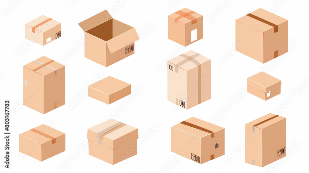 box, cardboard, carton, package, shipping, delivery, boxes, brown, container, packaging, moving, 3d, packing, warehouse, storage, transportation, vector, cargo, parcel, paper, pallet, business, illust