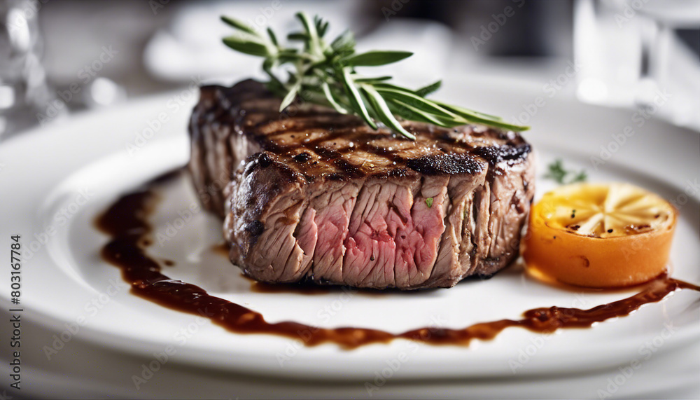 perfectly grilled steak on white plate on old wooden desk, top view
perfectly grilled steak on white plate on old wooden desk, top view