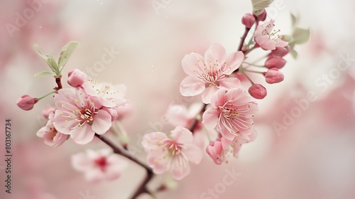 Delicate Cherry Blossom Branch in Full Bloom © Andreas