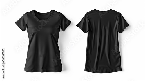 Blank black lady t-shirt templates for designing casual clothing