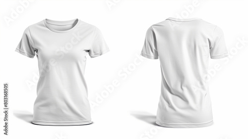 Blank white lady t-shirt templates for designing casual clothing