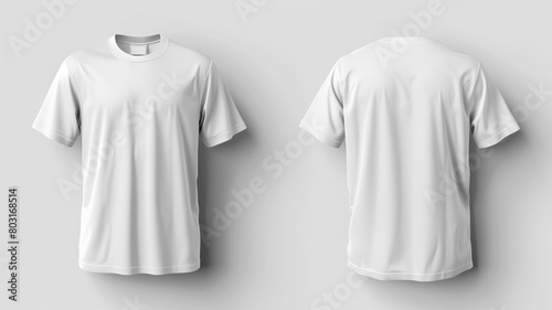 Blank white men's t-shirt template for casual clothing design.