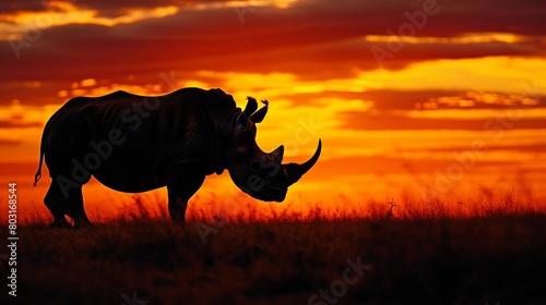 Majestic Javan Rhino Silhouette