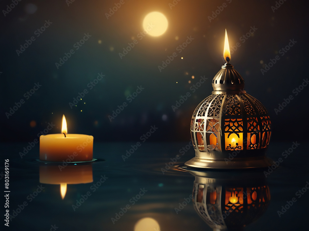 islamic eid background design with glow light effect