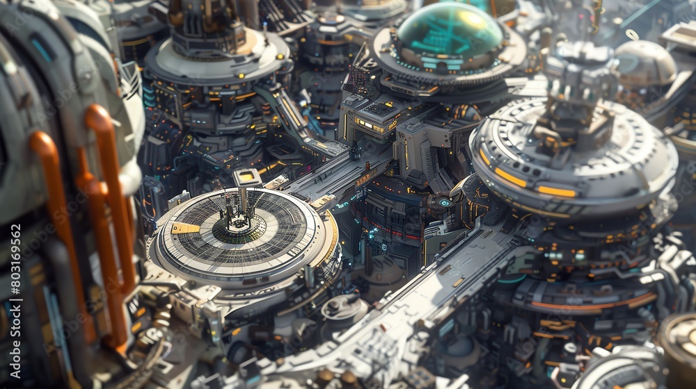 Capture the intricate details of a futuristic robotic cityscape in a digital photorealistic 3D rendering, showcasing a bustling metropolis full of advanced machinery and technology Capture the intricate details of a futuristic robotic cityscape in a digital photorealistic 3D rendering, showcasing a bustling metropolis full of advanced machinery and technology
