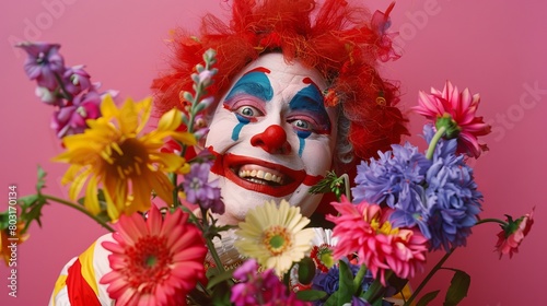 Colorful Clown with Flowers