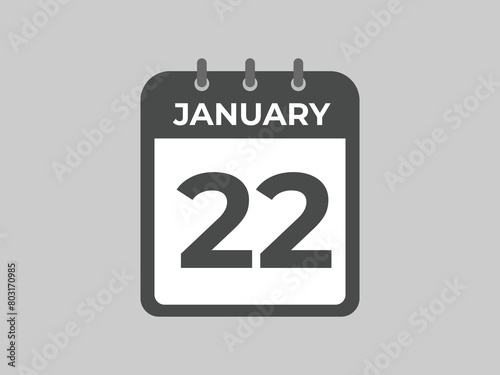 February 22 calendar reminder. 22 February daily calendar icon template. Calendar 22 February icon Design template. Vector illustration

