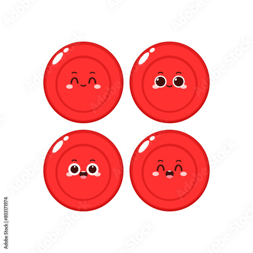 Red Blood Drop Cartoon Character. Vector Illustration Flat Design Isolated On Transparent Background. Red Blood Cell Mascot.