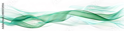 A cool mint green wave, refreshing and light, moving smoothly over a white background, rendered in a crystal-clear high-definition photo.