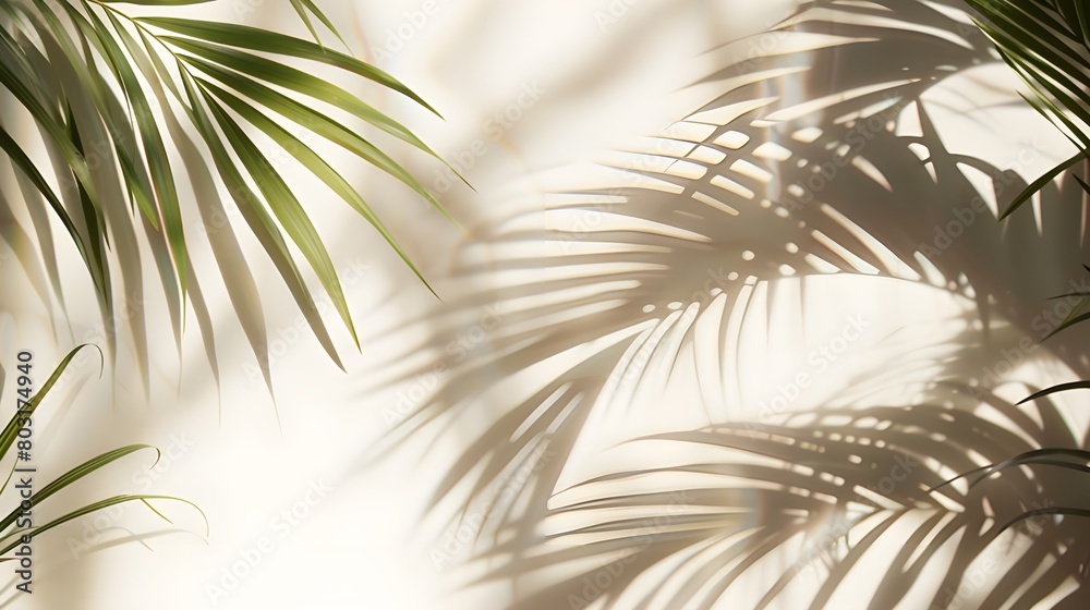 Fototapeta premium Palm leaves shadows background