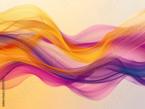 Abstract wave lines in hues of sunshine yellow, deep pink, and eggplant on a 43 raw style background, stylized at 200. Job ID b36ee841-fd88-4963-a2e2-bb8f5ef3aa41. © chakrapong