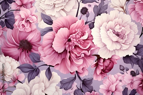 Romance blooms  soft floral textures  seamless vector pattern for dreamy summer textile designs    pattern