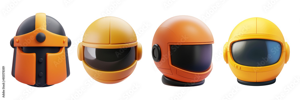 PNG helmet 3d icons and objects collection, in cartoon style minimal on transparent, white background, isolate PNG helmet 3d icons and objects collection, in cartoon style minimal on transparent, white background, isolate