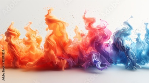 Featuring a colourful wild colour splash isolated on a white background. Created a vivid visual experience with different colours. Ink concept. Colourful concept. Art concept. photo