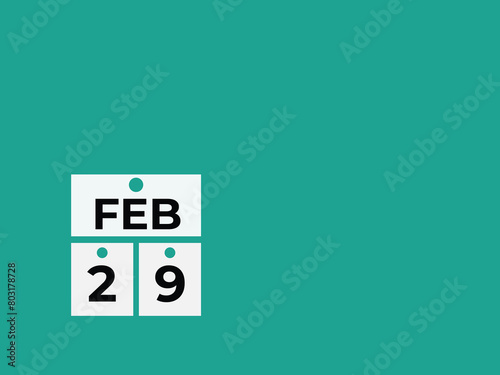 February 29 calendar reminder. 29 February daily calendar icon template. Calendar 29 February icon Design template. Vector illustration
