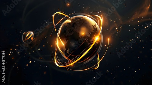  A sleek logo incorporating futuristic elements like glowing orbs hinting at technological advancement. 