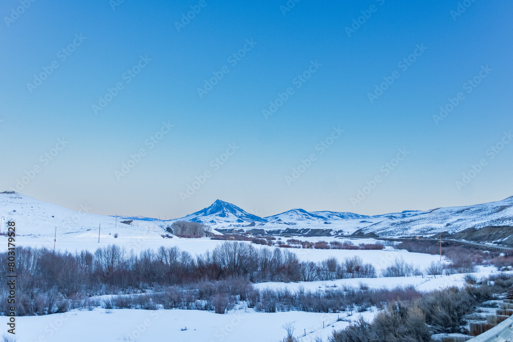 Snow covered Medicine Bow Mountains Range in Colorado at Sunrise Snow covered Medicine Bow Mountains Range in Colorado at Sunrise