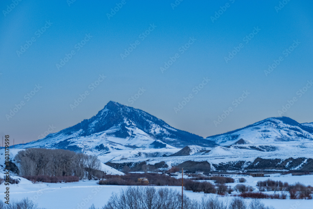 Snow covered Medicine Bow Mountains Range in Colorado at Sunrise Snow covered Medicine Bow Mountains Range in Colorado at Sunrise