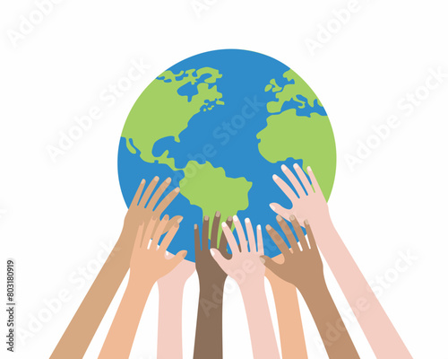 diverse people hands holding globe earth care of environment and nature Save and support planet

