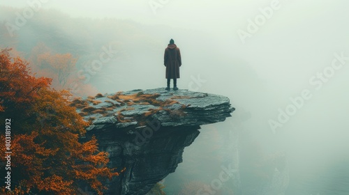 Person Standing on Cliff Top