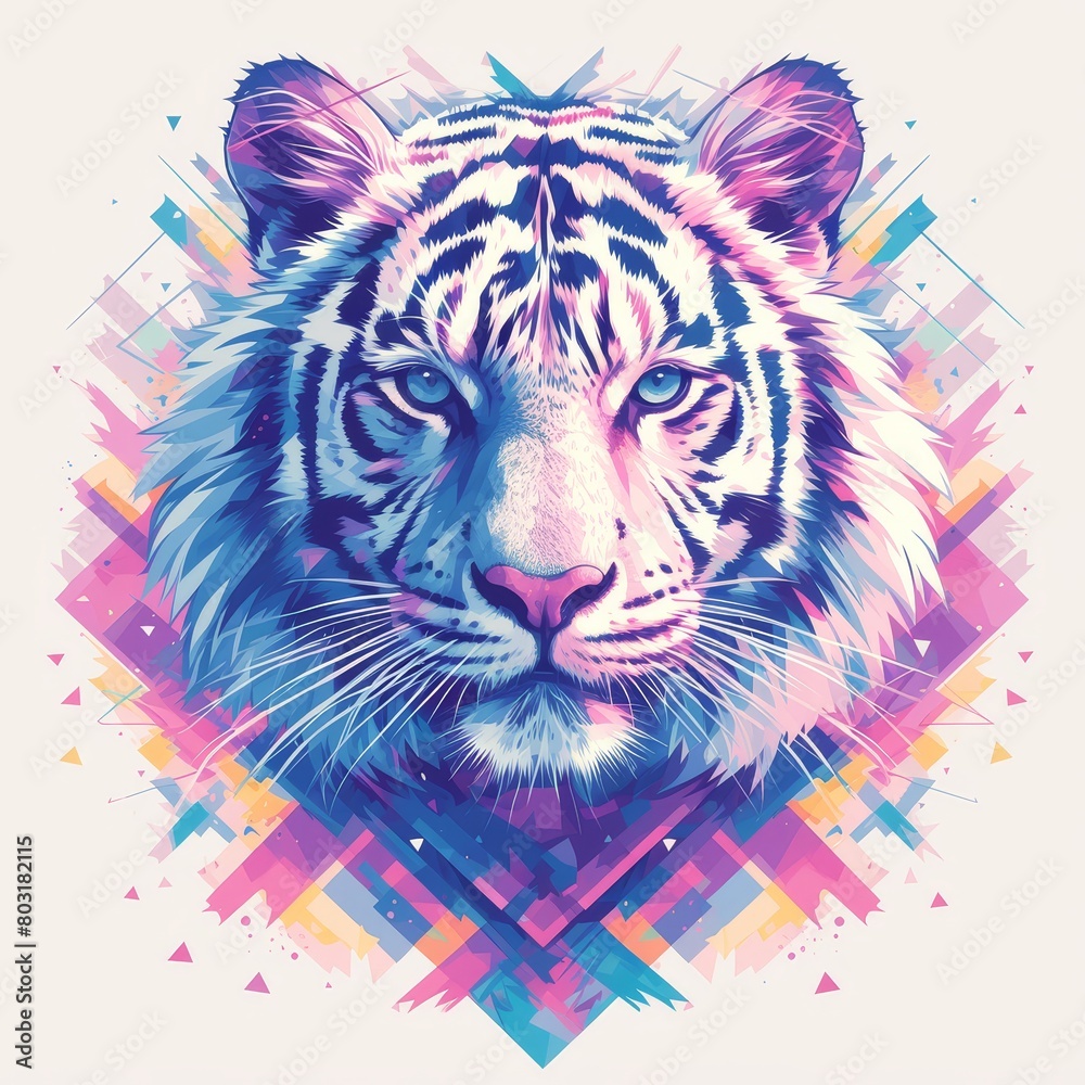 colorful tiger head design, white background