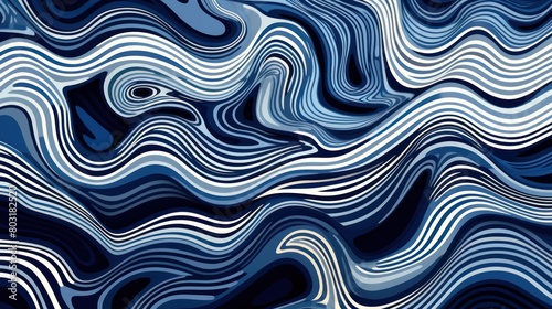 Abstract Blue and White Background With Wavy Lines