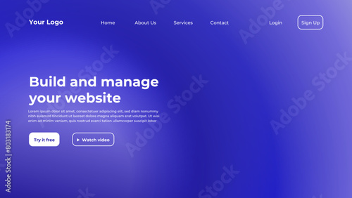 Electric blue gradient landing page template